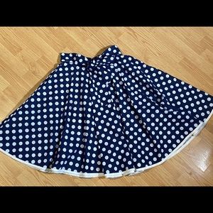 Navy blue, polka dot flared 50’s style skirt